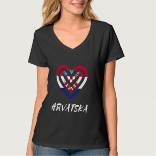 Hrvatska Croatia Flag Heart Croatian Pride Roots T-Shirt