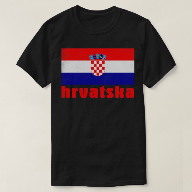 Hrvatska Croatian Faded Style Flag Design T-Shirt (Design Front)