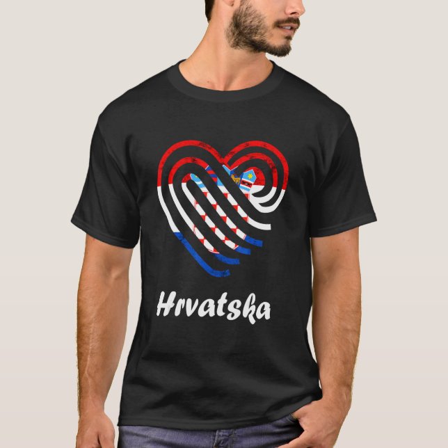 Hrvatska Croatian Flag Croatia Heart Croatian Prid T-Shirt (Front)