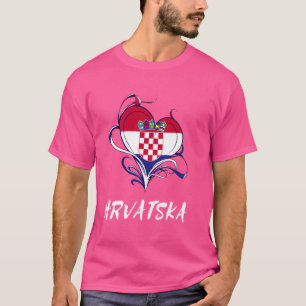 Hrvatska Heart Croatia Flag Proud Croatian Pride R T-Shirt