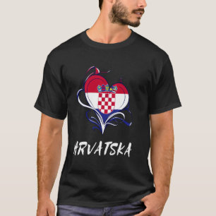 Hrvatska Heart Croatia Flag Proud Croatian Pride R T-Shirt