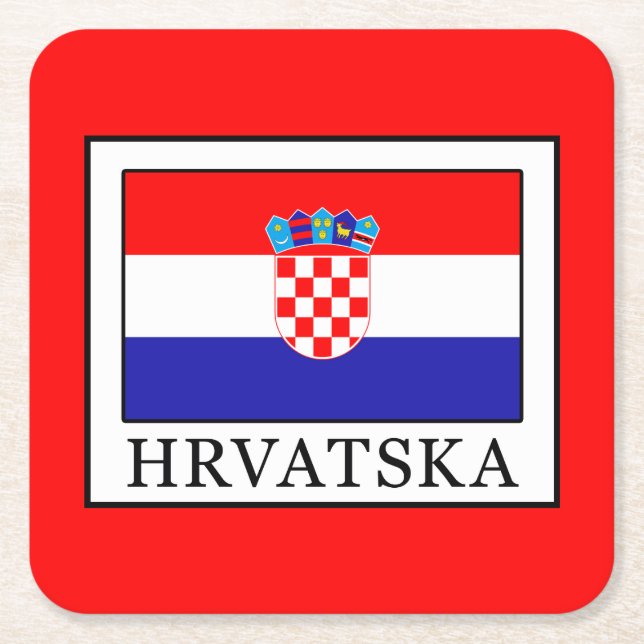 Hrvatska Square Paper Coaster (Front)