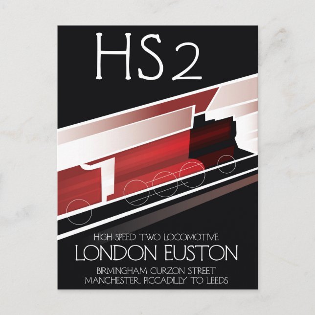 HS2 vintage train poster, Postcard (Front)