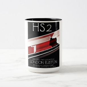 HS2 vintage train poster, Two-Tone Coffee Mug