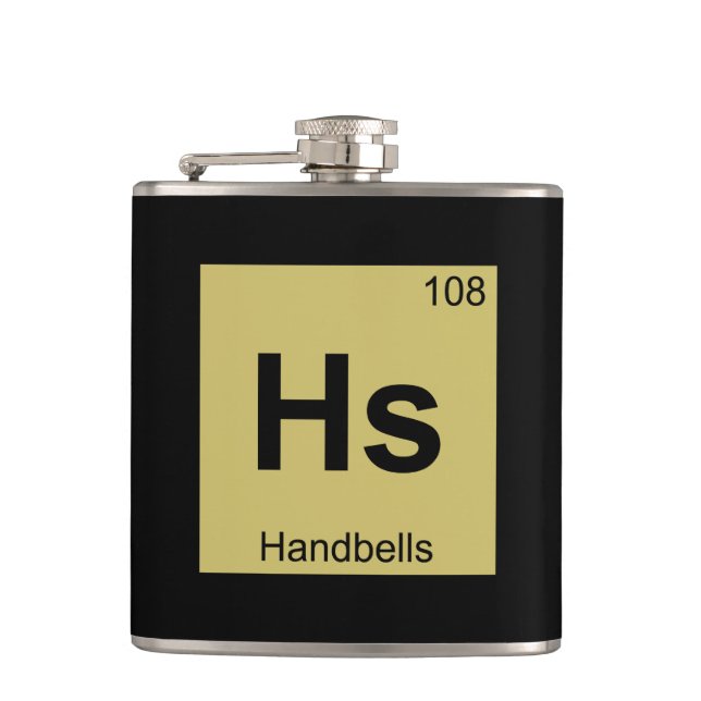 Hs - Handbells Percussion Chemistry Periodic Table Hip Flask (Front)