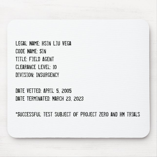 Hsin files mouse mat (Front)