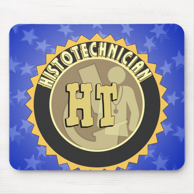 HT BADGE  HISTOTECHNICIAN HISTOLOGY TECH LOGO MOUSE MAT (Front)