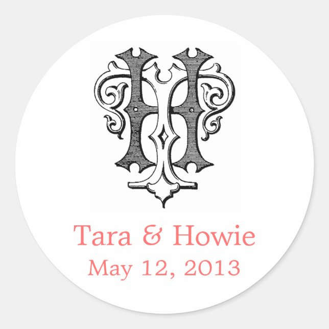 HT Vintage Monogram Wedding Sticker (Front)