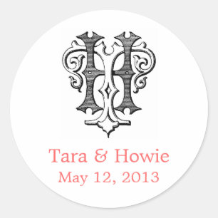 HT Vintage Monogram Wedding Sticker