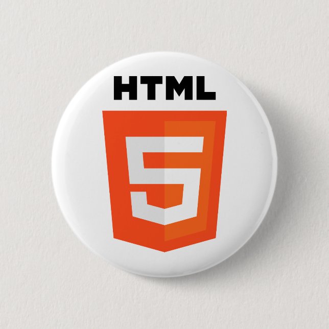 HTML 5 logo 6 Cm Round Badge (Front)
