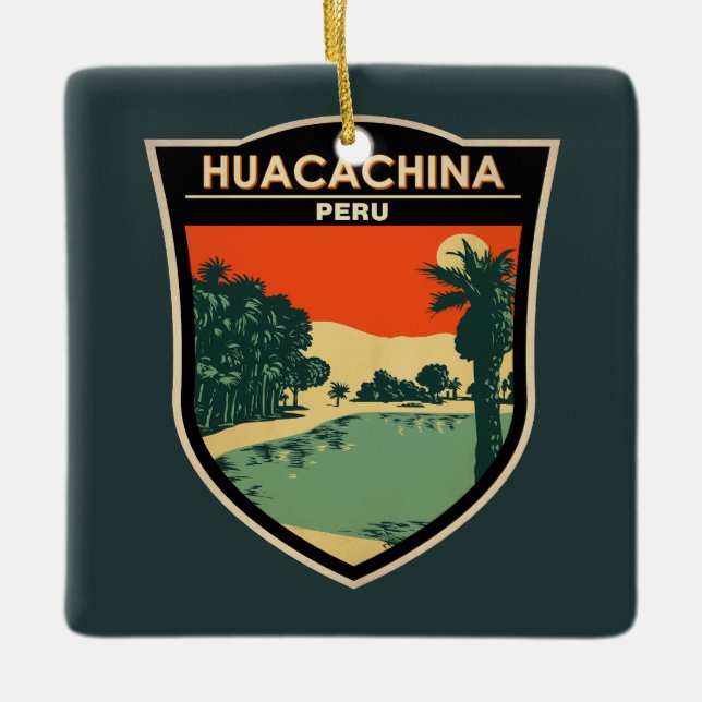 Huacachina Peru Travel Art Vintage Ceramic Ornament (Front)