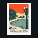 Huacachina Peru Travel Art Vintage Postcard<br><div class="desc">Huacachina in a vector art style. Huacachina is a desert oasis and tiny village just west of the city of Ica in southwestern Peru.</div>