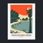 Huacachina Peru Travel Art Vintage Postcard<br><div class="desc">Huacachina in a vector art style. Huacachina is a desert oasis and tiny village just west of the city of Ica in southwestern Peru.</div>