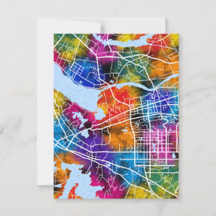 Huainan China City Map Postcard