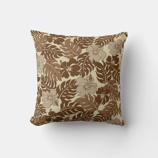 Huakini Bay Hawaiian Hibiscus Vintage Floral Cushion (Front)