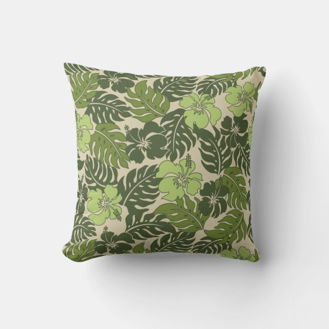 Huakini Bay Hawaiian Hibiscus Vintage Floral Cushion (Front)