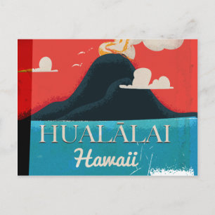 Hualālai volcano vintage Hawaii travel poster Postcard