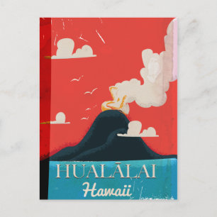 Hualālai volcano vintage Hawaii travel poster Postcard