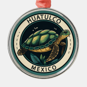 Huatulco Mexico Turtle Badge Metal Tree Decoration
