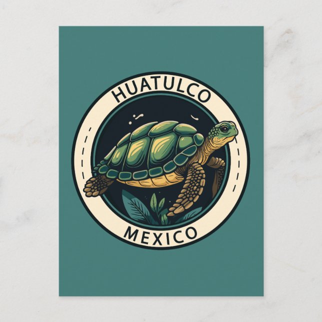 Huatulco Mexico Turtle Badge Postcard (Front)
