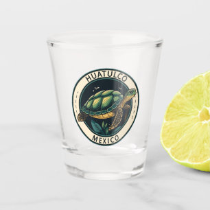 Huatulco Mexico Turtle Badge Shot Glass