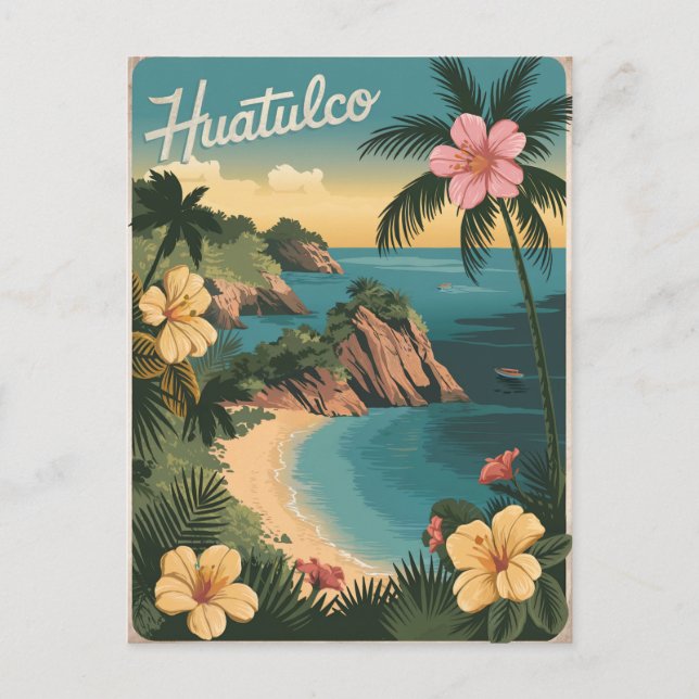 Huatulco Mexico Vintage Postcard (Front)