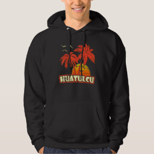 Huatulcu Summer Palm Trees 80s Beach Sunset Hoodie