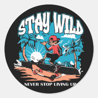 Huawai retro surfing summer classic round sticker