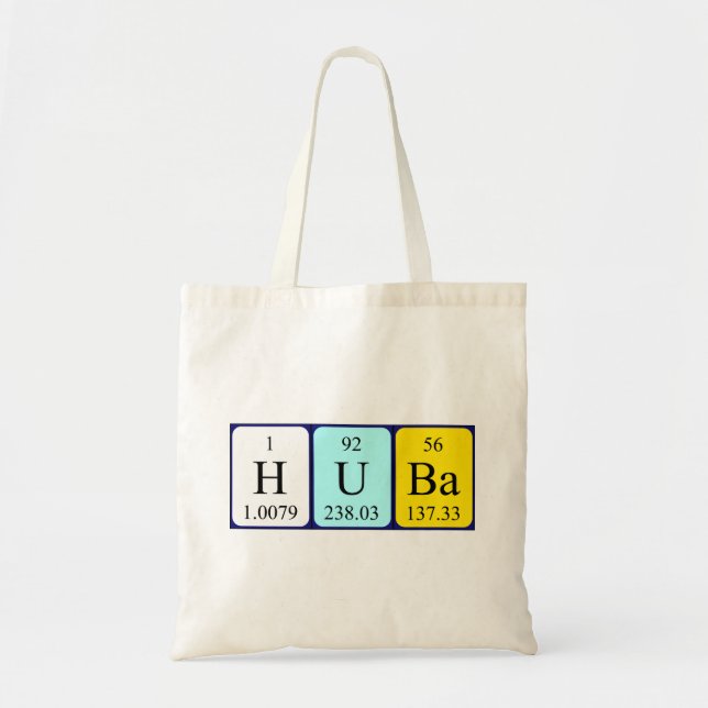 Huba periodic table name tote bag (Front)