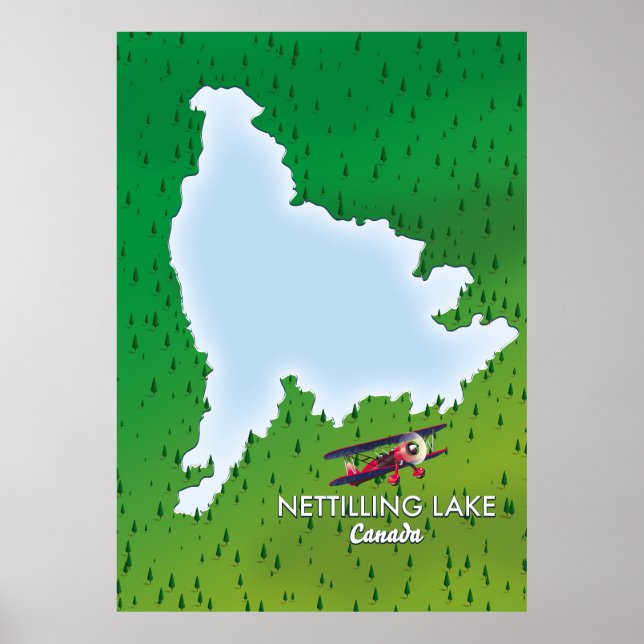 Hubbard lake Northern Michigan lake map Poster (Front)