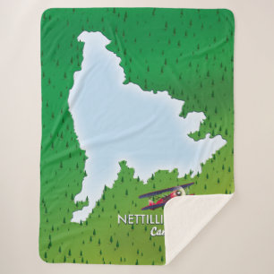 Hubbard lake Northern Michigan lake map Sherpa Bla Sherpa Blanket