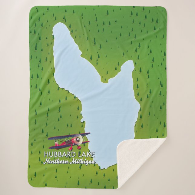 Hubbard lake Northern Michigan lake map Sherpa Blanket (Front)