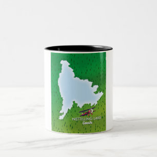 Hubbard lake Northern Michigan lake map Two-Tone C Two-Tone Coffee Mug