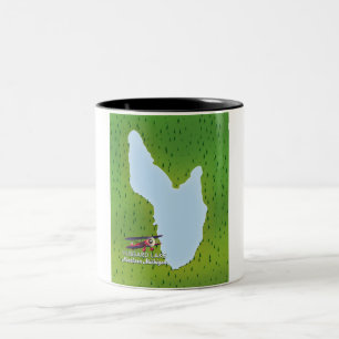 Hubbard lake Northern Michigan lake map Two-Tone Coffee Mug