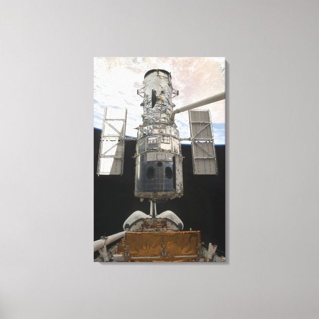 Hubble Space Telescope in Atlantis cargo bay Canvas Print (Front)