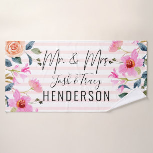 Hubby and Wifey Mr and Mrs, Bride and Groom Bath Towel