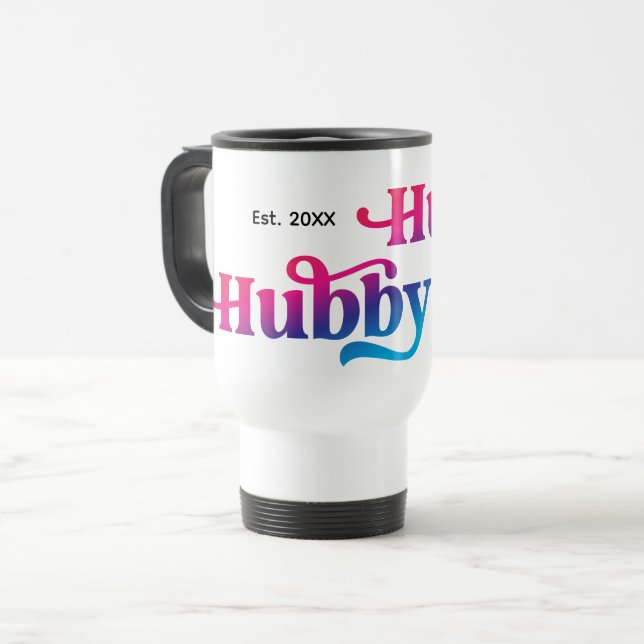 Hubby Couple Wedding Anniversary Custom Colourful Travel Mug (Front Left)