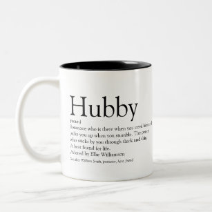 Hubby Definition Quote Black and White Modern Two-Tone Coffee Mug