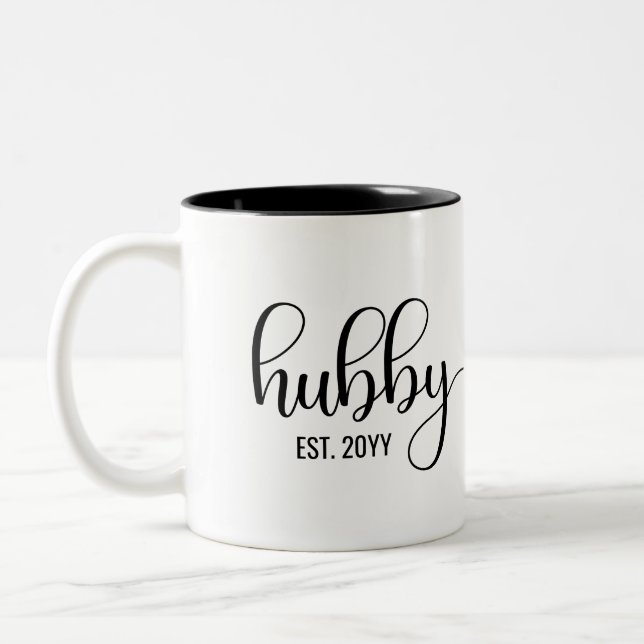 Hubby Est | Gifts for Husband, Wedding Couple gift Two-Tone Coffee Mug (Left)