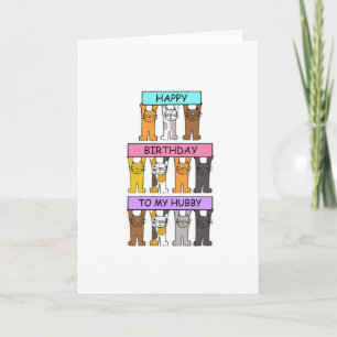 Hubby Happy Birthday Cartoon Cats Card