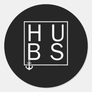Hubby Hubs Husband Marriage Groom Family Wife Wedd Classic Round Sticker