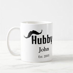 Hubby husband add name date year moustache simple coffee mug