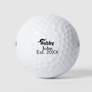 Hubby husband add name date year moustache simple golf balls