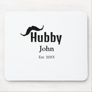 Hubby husband add name date year moustache simple mouse mat