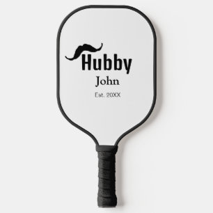 Hubby husband add name date year moustache simple pickleball paddle