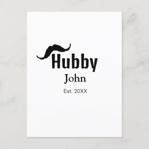 Hubby husband add name date year moustache simple postcard