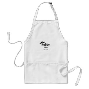 Hubby husband add name date year moustache simple standard apron
