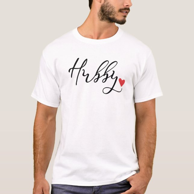 Hubby in Calligraphy Script Honeymoon Couple T-Shirt (Front)