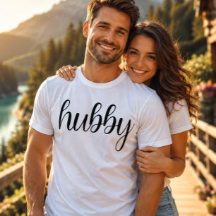 Hubby Modern Black Script White Mens T-Shirt
