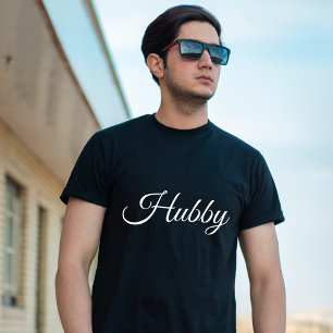 Hubby Modern Honeymoon White Script Black Men's  T-Shirt